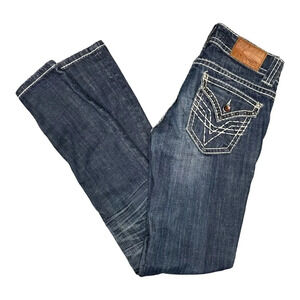 Vigoss Dark Wash Thick Stitch Embellished Fit Skinny Jean. Sz: 3/4